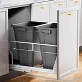 Insputer two-bins under-cabinet trash can with soft-close operation