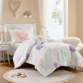 Intelligent Design Gracie floral tufted chenille comforter with vibrant multicolor blooms for a cheerful room.