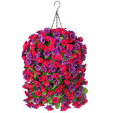 INXUGAO hanging basket with artificial morning glory vines for outdoor patio decor.