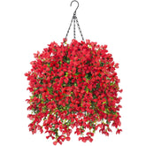 INXUGAO artificial hanging flowers with basket for outdoors provide year-round color.