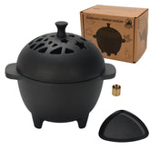 IPROUDER cast iron incense burner side view showing stable three-legged base for ritual use