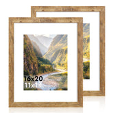 iRahmen rustic brown wood frame 16x20 with no mat for wall display.