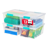 IRIS USA 12 Qt craft bin with lid keeps art supplies dust-free and organized.