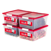 IRIS USA 12 Qt deep storage bin with lid, four-pack, ideal for clutter-free organizing.
