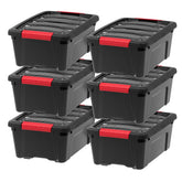 IRIS USA 13 qt storage box with lid and latches ideal for organized garage storage.