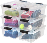 IRIS USA 13 qt storage box with lid and latches for secure stacking.