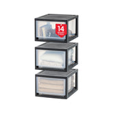 IRIS USA 14.5 qt stacking drawers neatly organized in a closet for clutter control