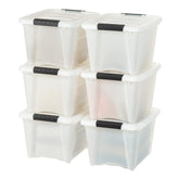 IRIS USA 19 Qt stackable bin with pearl lid for closet organization.