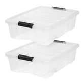 IRIS USA 27 Qt storage bin with lid in clear design, easy content visibility