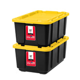 IRIS USA 27-gallon storage bin with lid closed for garage organization and dust protection