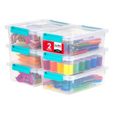 IRIS USA 2 Qt craft bins with lids in a six-pack, ready for organized storage.