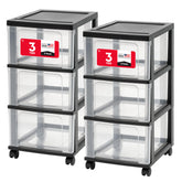 IRIS USA 3-drawer cart with clear drawers for visible storage.