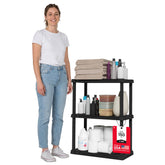 IRIS USA 3-shelf unit front view, compact and sturdy for home organization.