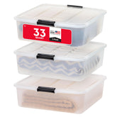 IRIS USA 33 Qt under-bed bin with clear view for quick access