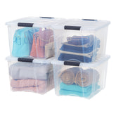 IRIS USA 40 Qt stackable bin with lid for organized storage.