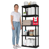 IRIS USA 5-tier shelving front view, sturdy storage for pantries and garages.