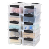 IRIS USA 6 Qt stackable bin with lids shows contents clearly for quick organization.