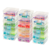 IRIS USA pencil case box 18-pack keeps pencils, pens, and small supplies neatly organized.