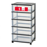 IRIS USA plastic drawer cart with roller wheels for easy transport