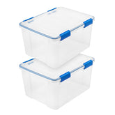 IRIS USA WeatherPro 44 Qt bin with lid for secure, visible storage.