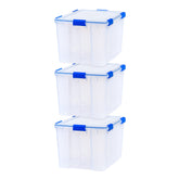IRIS USA WeatherPro 74 Qt bin top lid provides a secure seal for moisture protection.