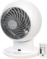 IRIS Woozoo remote-controlled air circulator shown on a desk for precise room cooling