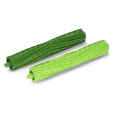 iRobot Roomba dual multi-surface rubber brushes in green, front view showing flexible contact