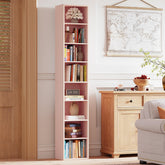 IRONCK tall narrow bookshelf with eight open cubes, easy setup.