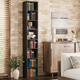 IRONCK tall narrow bookshelf with eight open cubes for organized spaces