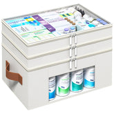 ISusaid 3-Tier Medicine Organizer with foldable design and clear cover for quick access.