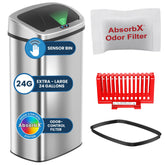 iTouchless 24gal sensor lid open for hands-free waste disposal
