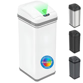 iTouchless 50L motion-sensor bin front view showing hands-free operation benefits