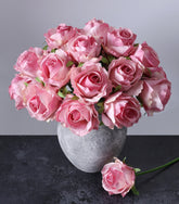 Ivydale 18pcs pink roses bouquet with lifelike silk petals for elegant wedding decor.