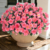 Ivydale artificial camellia outdoor plants brighten porches with year-round color.