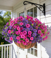 Ivydale artificial hanging morning glory basket with eucalyptus leaves, maintenance-free outdoor decor