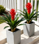 Ivydale bromeliad outdoor fake flowers in red, ideal for patio planters and year-round color