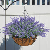 Ivydale lavender hanging basket on porch adds year-round color.