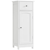 Iwell bathroom floor cabinet front view, compact white storage for small spaces