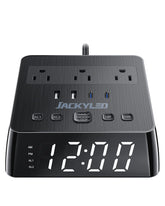 JACKYLED alarm clock with full screen LED display for clear time visibility.