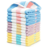 Jacquotha cotton washcloths in blue and peach-pink stripes, quick drying and soft for daily use.