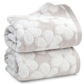 Jacquotha soft bath towels 2-pack folded, plush texture and 55x27 inch size