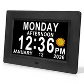 Jaihonda Dementia Clock large display shows time, date and day for easy reading.