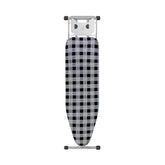 Jakeefud ironing board with checkered gray folded for compact storage and quick setup