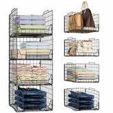 Jakyitvi stackable closet organizers 4-pack neatly organize garments in a compact space