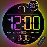 JALL 10-inch digital wall clock front view with RGB display for clear timing.