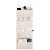 janebeauties Over the Door Macrame Organizer in cream white for stylish nursery storage.