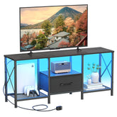 JARHETUN LED TV stand assembly showing sturdy frame for secure setup