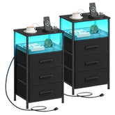 JARHETUN Night Stand Set 2 with charging station and outlets beside the bed for easy power access