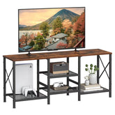 JARHETUN TV Stand 55-inch main view in rustic brown for living rooms.