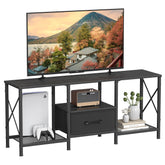 JARHETUN TV Stand front view with fabric drawer for clutter-free living room.